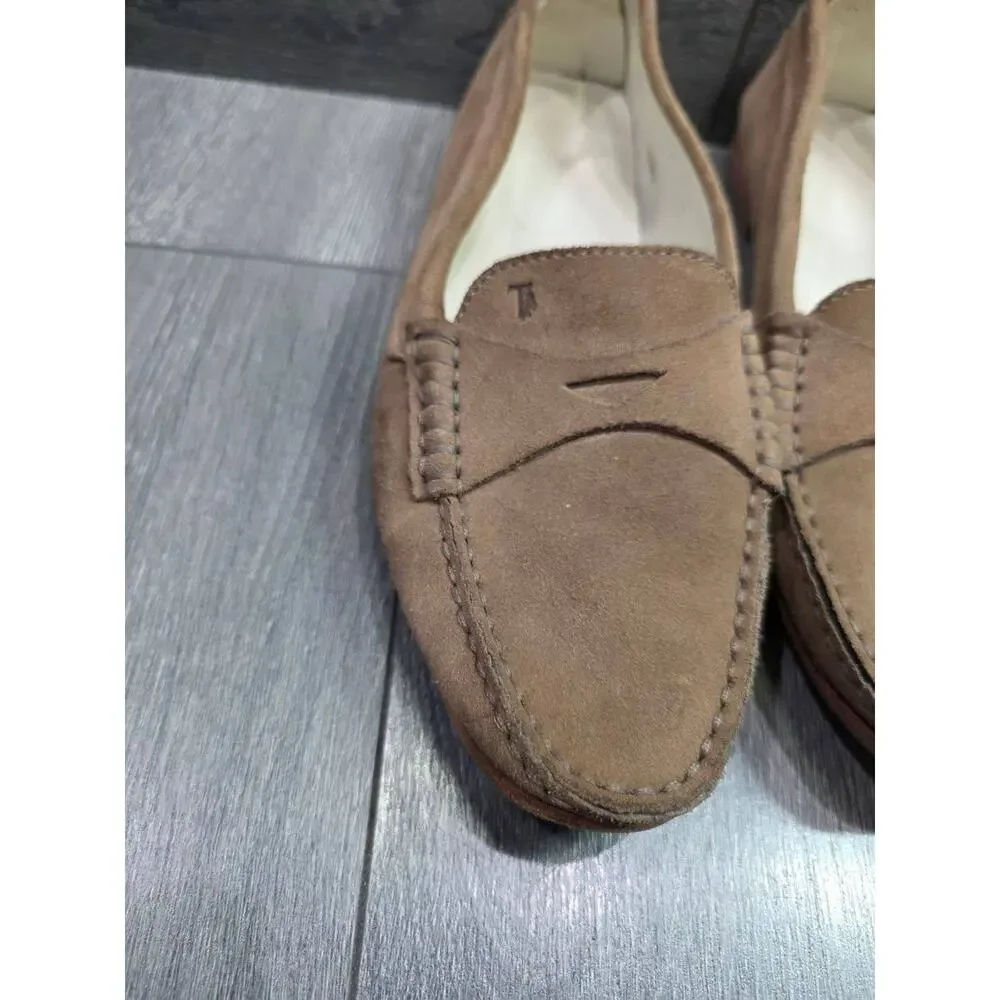 Tod's Gommino suede loafers classic penny slot TAN COLOR size 39 1/2 S000147